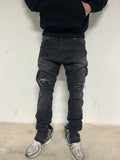 Washed Grey & Green Camo Flared Jeans