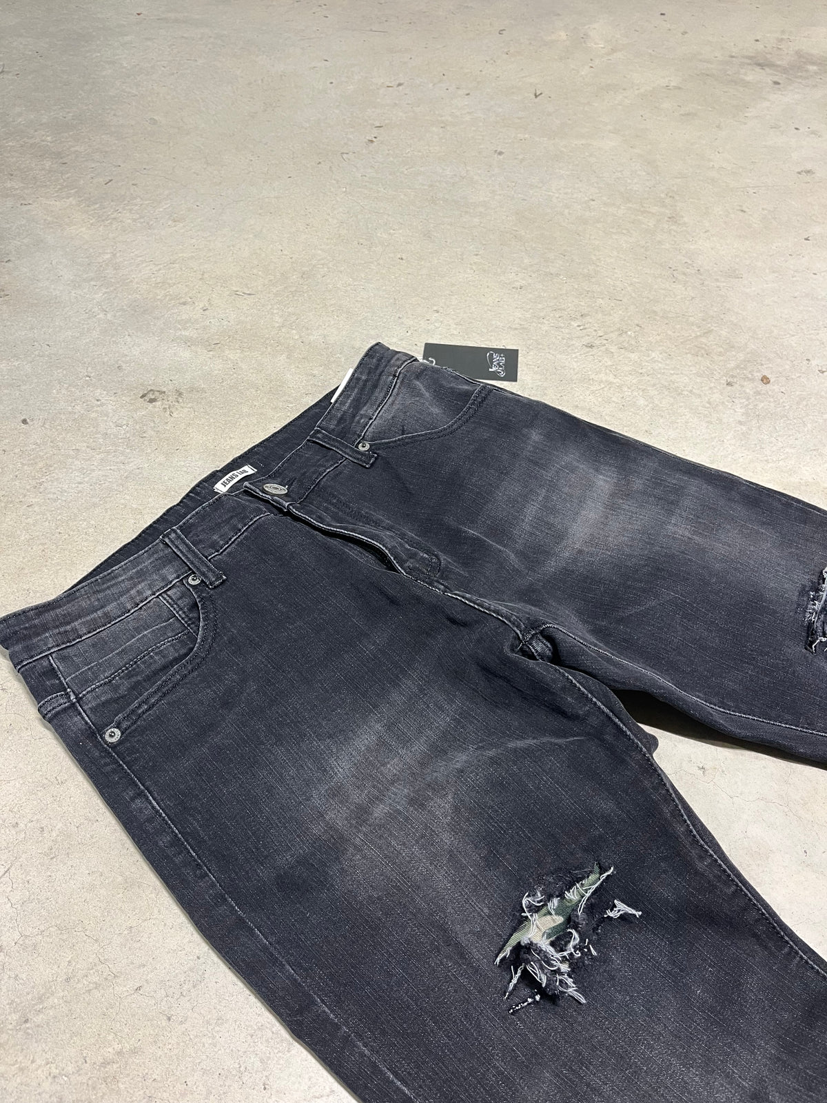 Washed Grey & Green Camo Flared Jeans