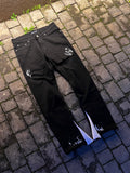 Black Splatter & Distressed Denim Jeans